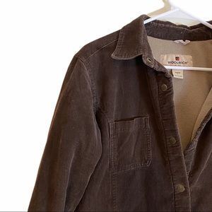 Chocolate brown corduroy woolrich button up coat
